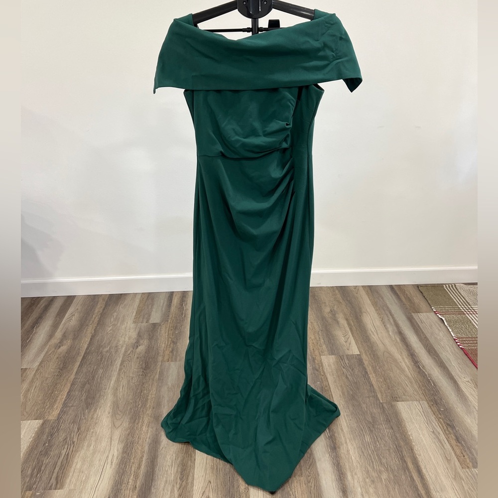 Vince Camuto Forest Green Off-Shoulder Maxi Dress
